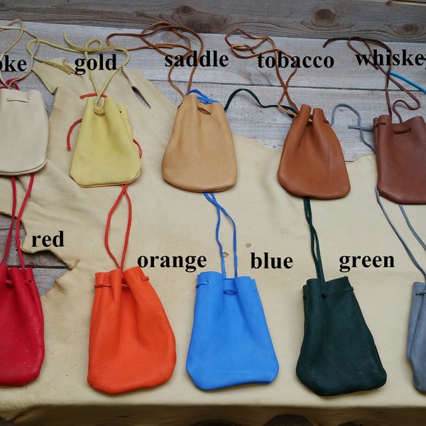 Deerskin leather medium medicine pouch / soft & supple / marble or dice bag C-9