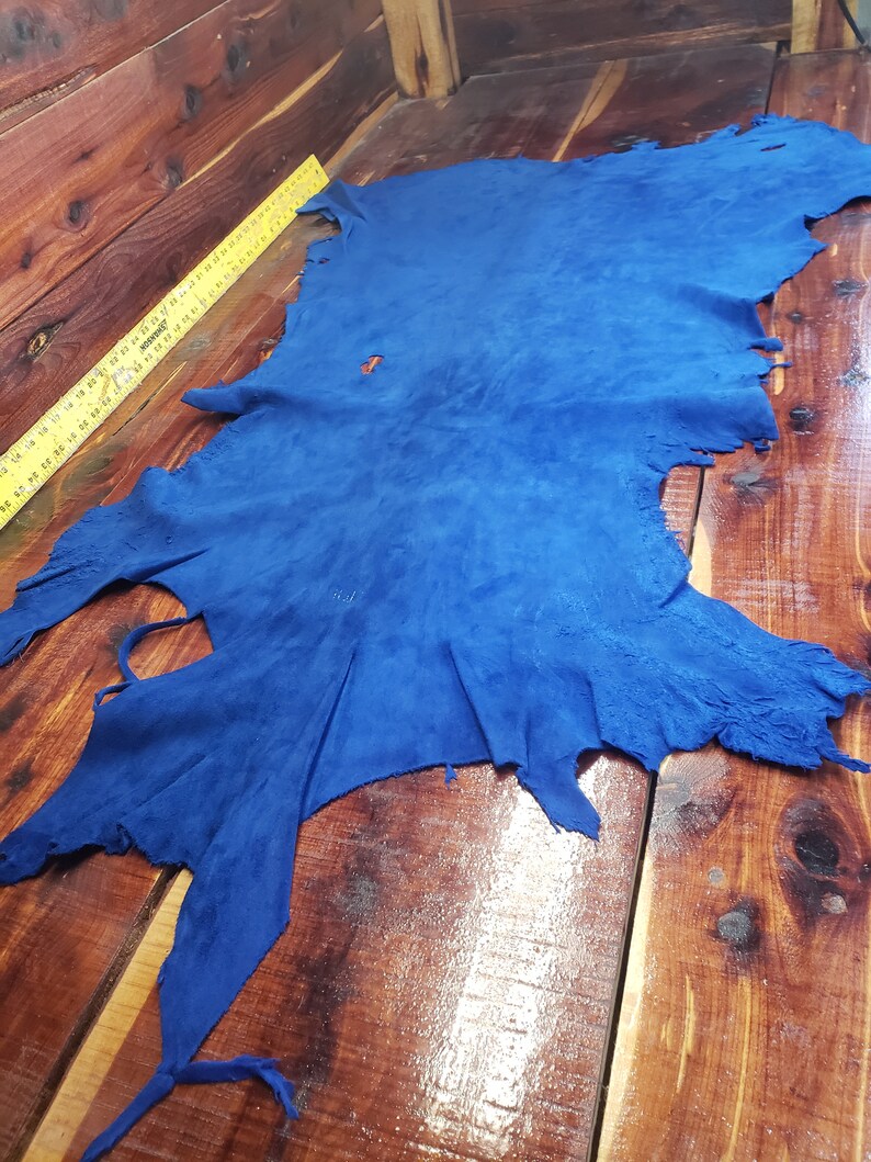 Deerskin / Deer Leather / Buckskin Hide / Blue Color / Etsy