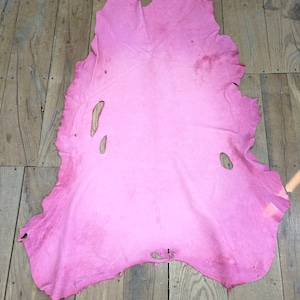 Deerskin / deer leather / Buckskin hide / pink color / C11 pic 301