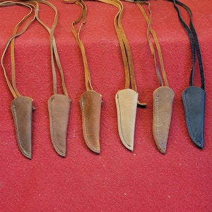 Leather Knife Sheath, oil tan sheath,4 in neck knife sheath B-54