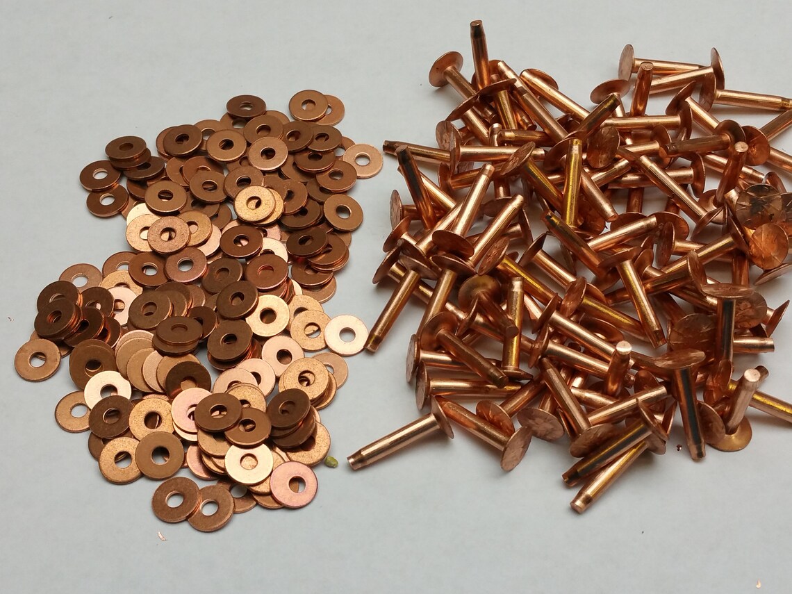 Copper Rivets and Burr 9 1 Lb Box 4 Sizes T414 Etsy