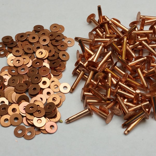 copper rivets and burr # 9 - 1 lb box - 4 sizes T4-1-4