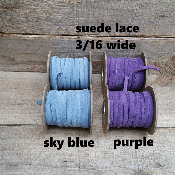 3/16 wide Leather / Suede Lace, sky blueor purple 25 ft Bracelet Cord/Necklace f-11