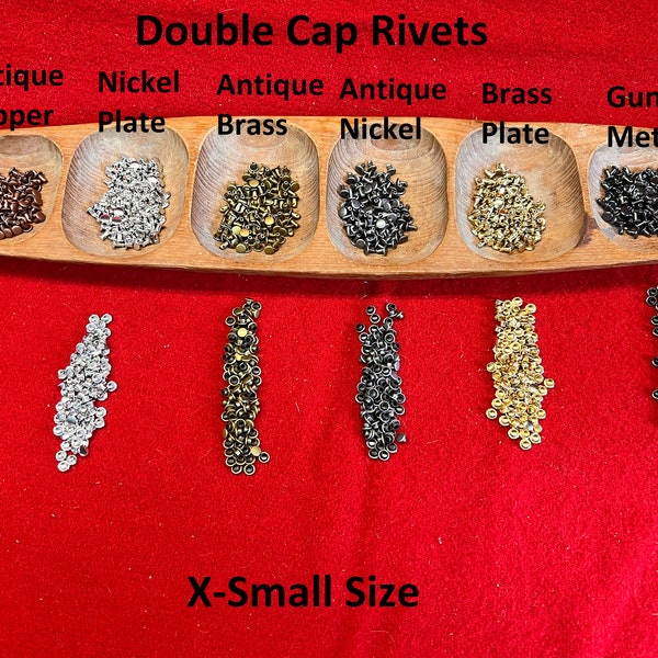 Double Cap Rivets X-Small Size 100/pk / 6 colors to pick from / L2-400