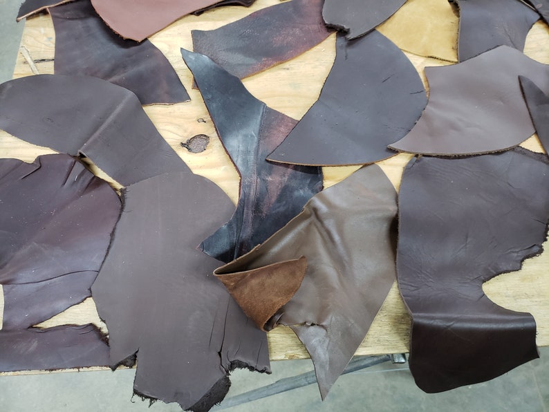 Cowhide Remnant Scraps Oil Tanned Scrap Leather 4-6oz B14-box 38