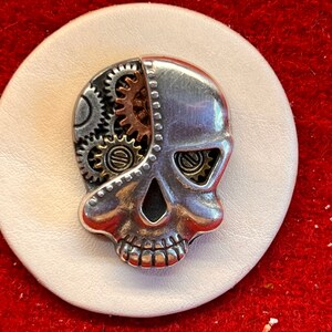 Gear Skull Head Concho - Antique Silver, Copper, and Brass  - 1 1/4&quot;