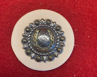 Roped Berry Round Concho - Antique Silver and Gold Plate 1 1/4"