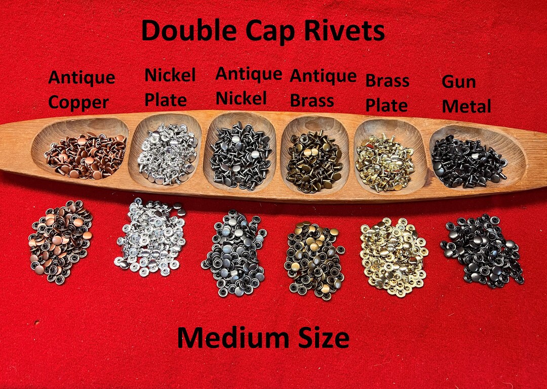 Medium Rivets Double Cap Rivets Medium Size 100/pk / 6 Colors to Pick From / L2-300 ...