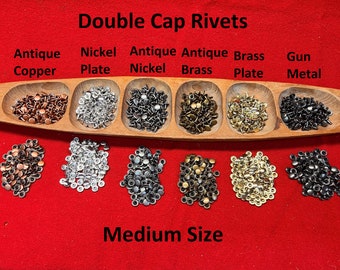 Double Cap Rivets Medium Size 100/pk / 6 colors to pick from / L2-300