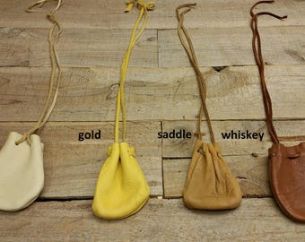 Deerskin leather pouch/ Medicine Bag, soft and supple C-10 Natural Colors