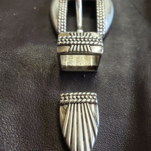 Western Style Belt Bukle Tip and Belt Keeper Loop Set- 3-pieces