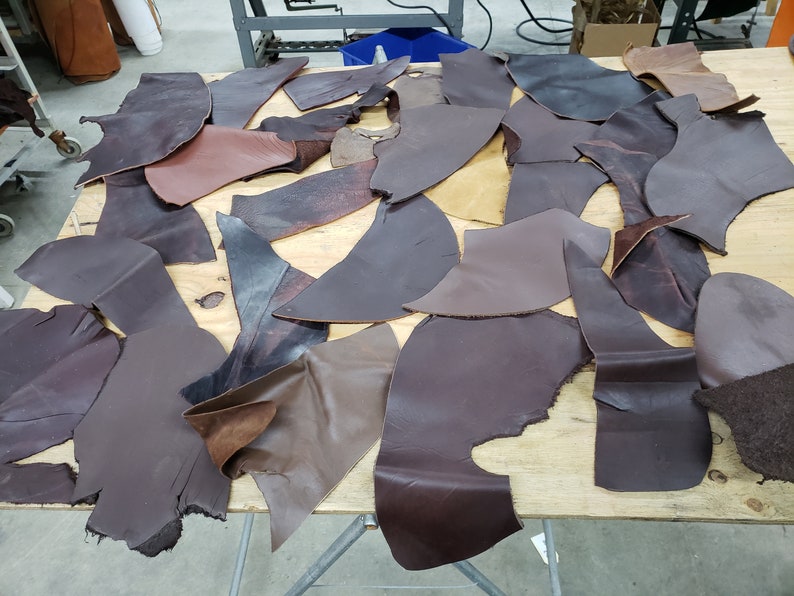 Cowhide Remnant Scraps Oil Tanned Scrap Leather 4-6oz B14-box 38