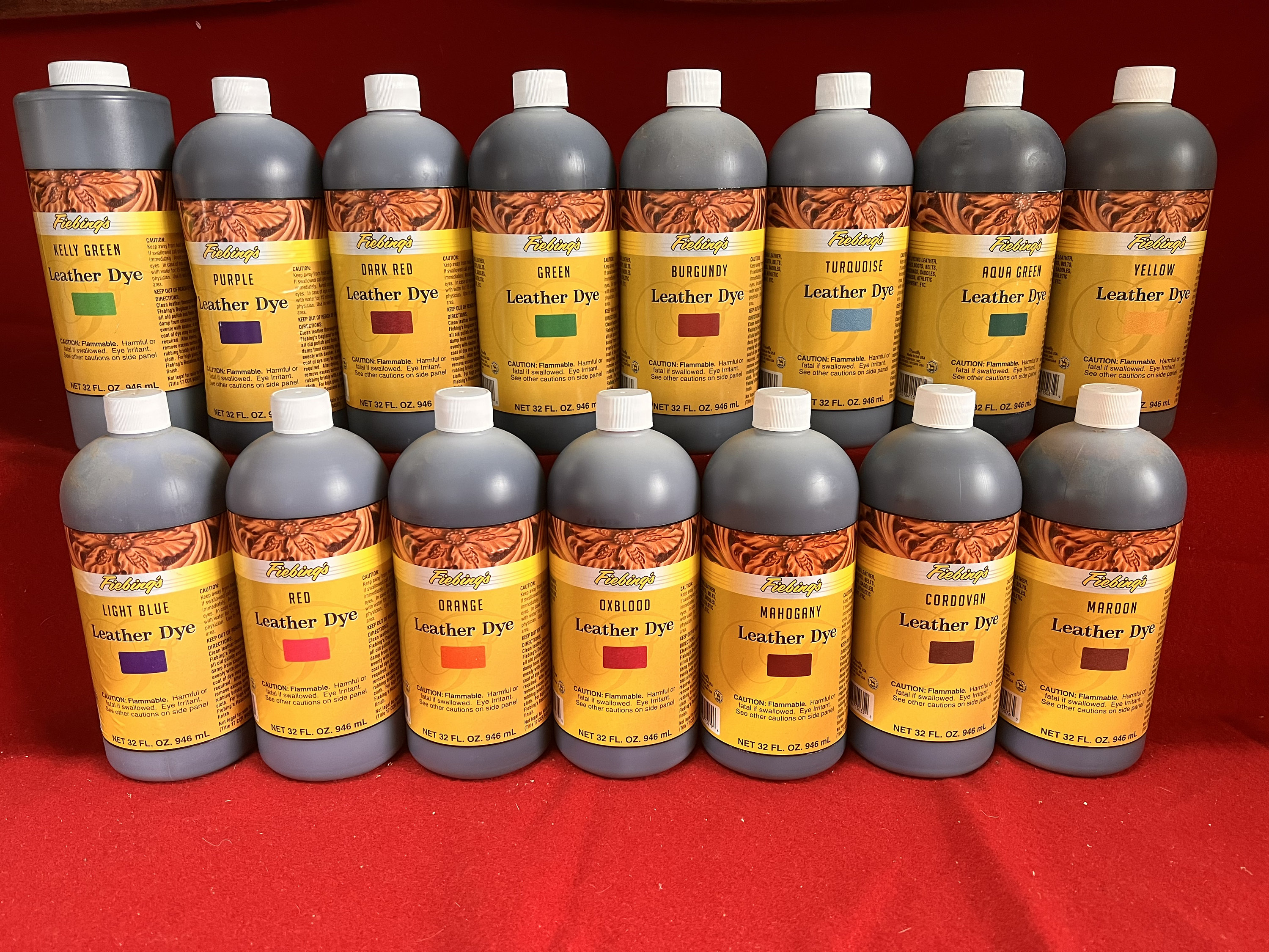 Fiebing's Leather Colors, Water Based Leather Dye for Natural Vegetable  Tanned Leather 118ml or 4oz Available in 8 Colours. 