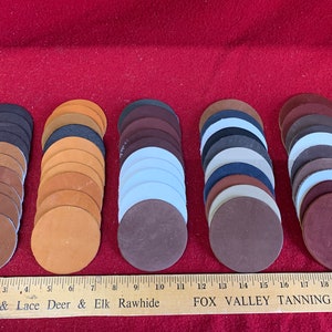 10 Pack/Chrome Tanned Leather Circles - Sizes 3&quot;-4&quot;
