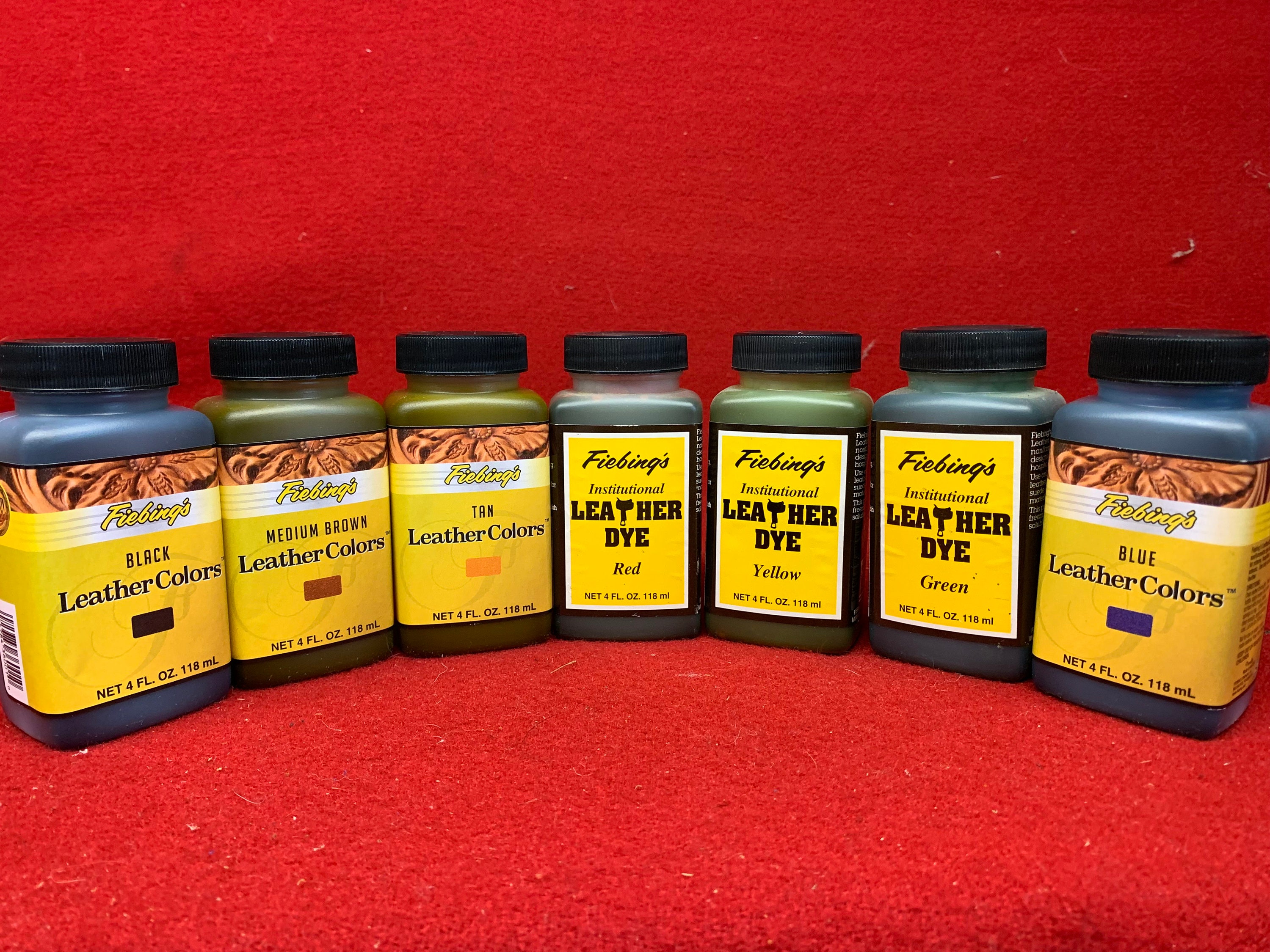 Fiebing's Leather Colors (Institutional Leather Dye) 4oz Bottle- 7 Colors  To Choose From