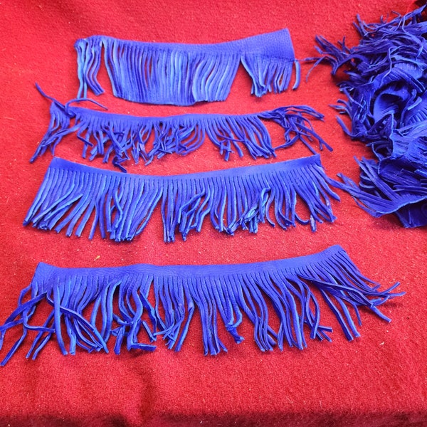Deerskin leather fringe /  soft and supple 3"long x 10"wide Blue close out Deal
