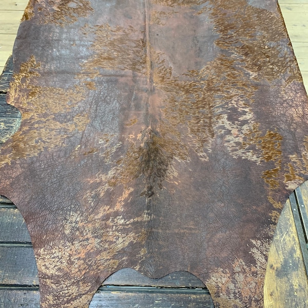 Distressed cowhides Hair on Hide /Chocolate/Dk Brown/Light Brown