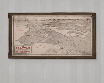 Seattle Washington METAL Map FREE SHIPPING