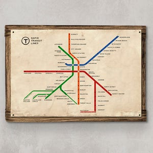 Boston Subway METAL Map FREE SHIPPING