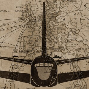 KC-135 Stratotanker Airplane METAL Map triptych 54x18 FRAMED image 3