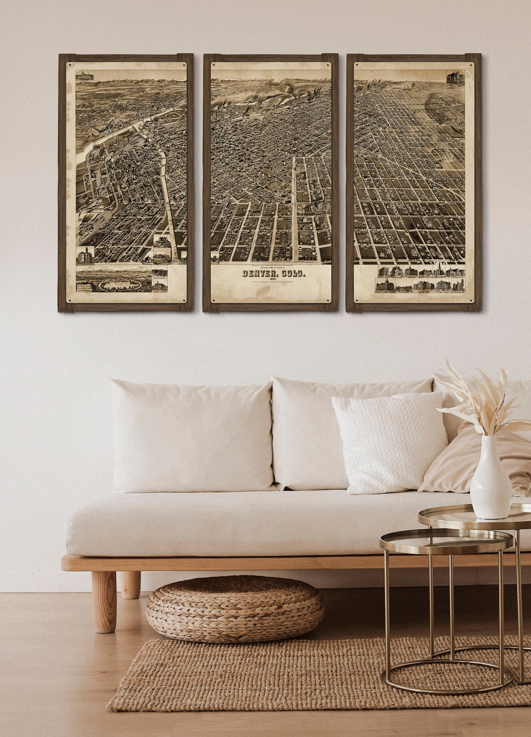 Denver METAL Map Triptych FREE SHIPPING Etsy
