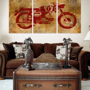 Vintage Motorcycle METAL triptych 48x24 FREE SHIPPING image 2