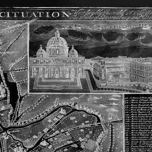 Vintage Map of Rome METAL triptych 36x24 FREE SHIPPING image 3