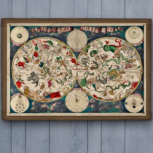 Vintage Constellation METAL Star Map FREE SHIPPING image 1