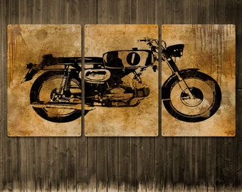 Classic Motorcycle METAL Highway Map Triptych 48x24 FREE | Etsy