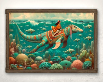 Whimsical Underwater Décor: Surfing with Seraphina METAL Print