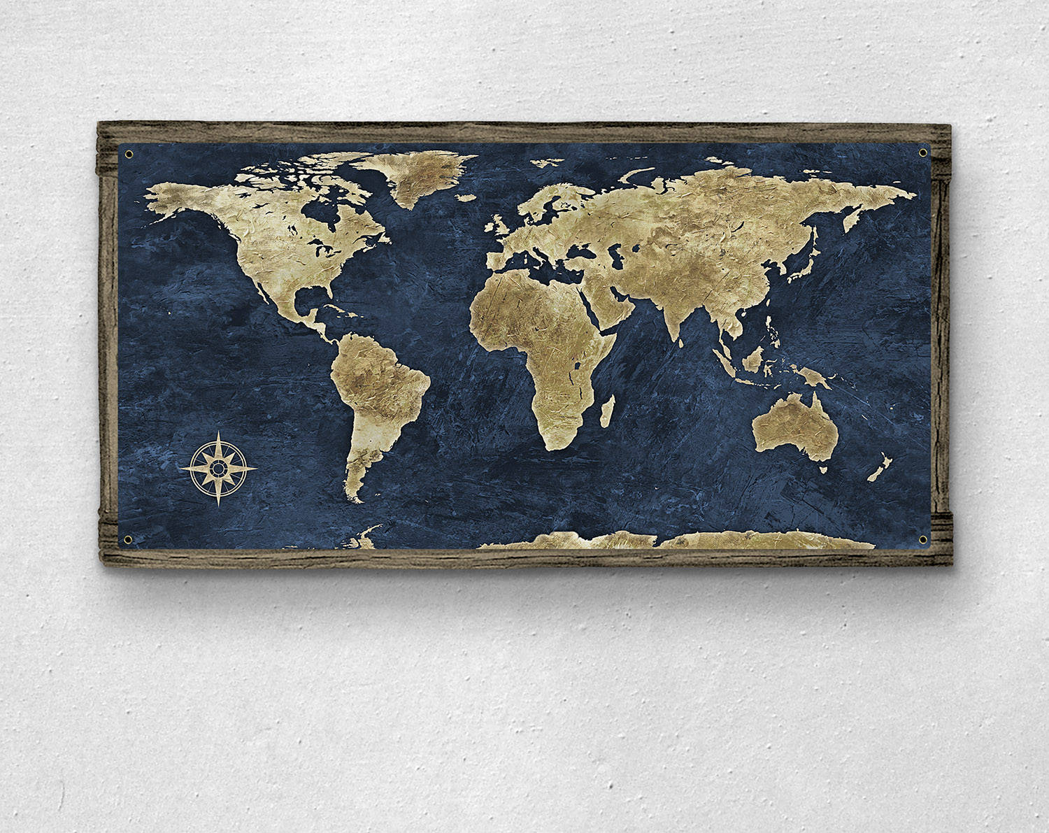 World Map METAL Print on Barnwood Frame FREE SHIPPING Etsy