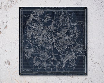 Vintage METAL Constellation Blueprint 18x18" FREE SHIPPING