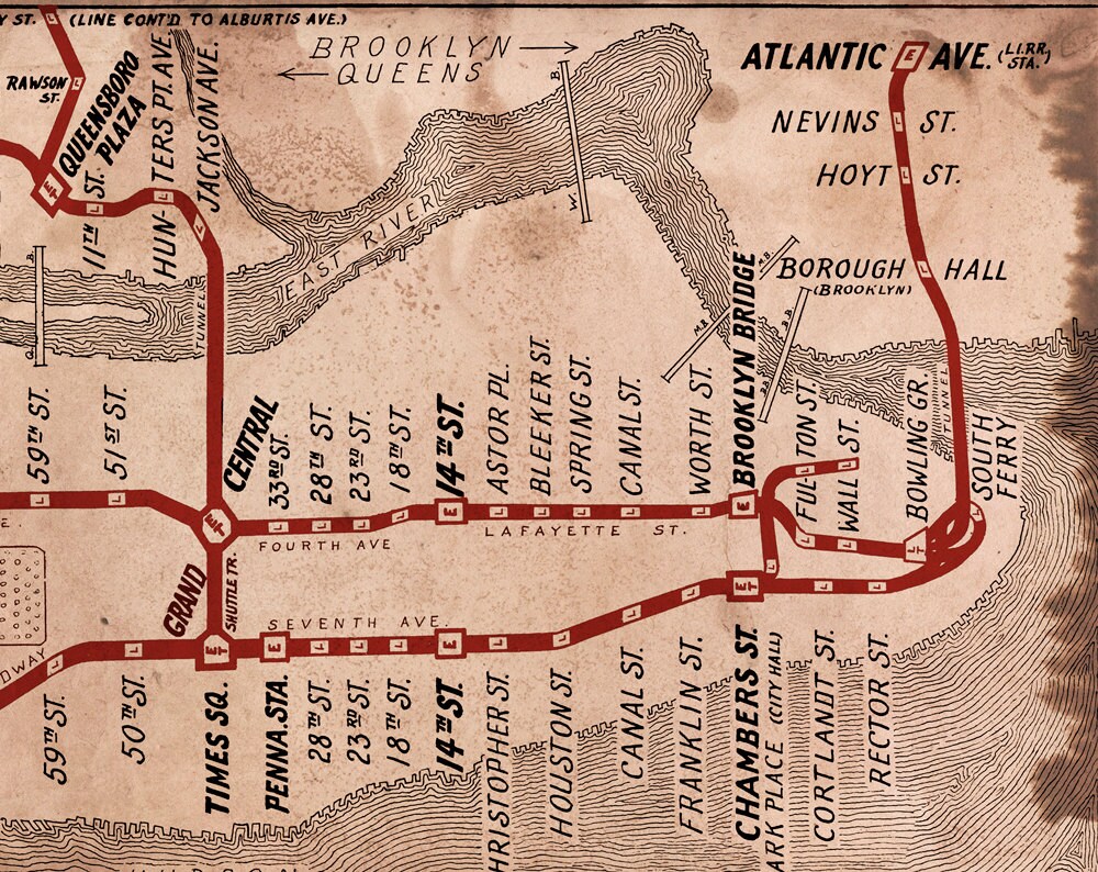 Vintage New York Subway Map on Metal 48x12 FREE | Etsy