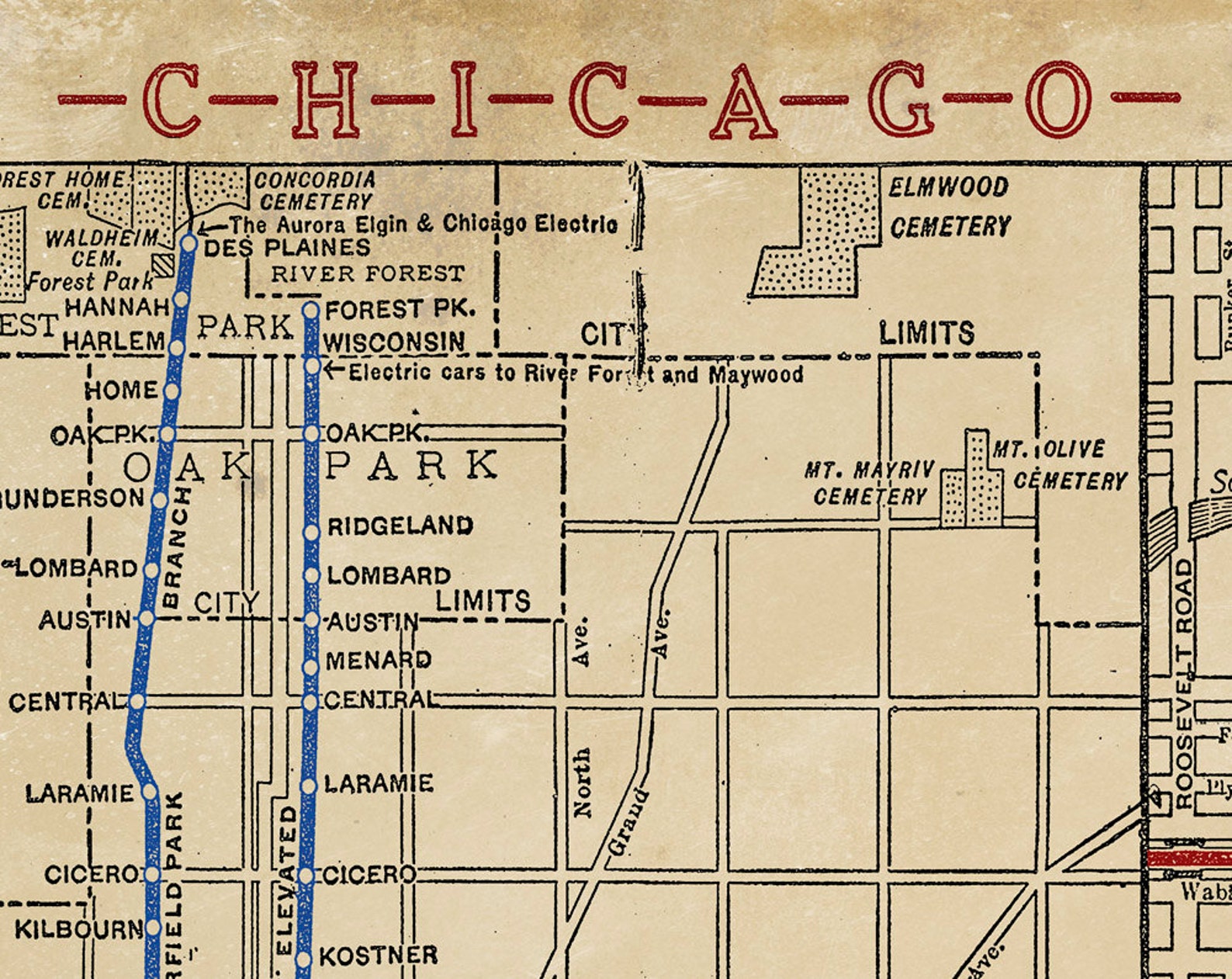 Chicago Elevated Train METAL Map 36x24 Triptych FREE Etsy Ireland