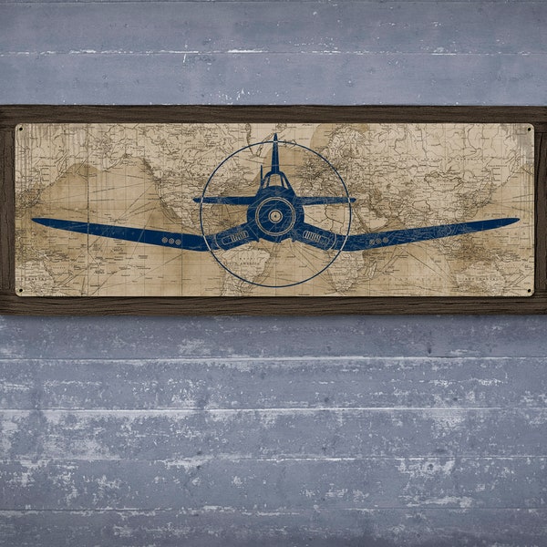 Corsair Fighter Airplane METAL Map FREE SHIPPING