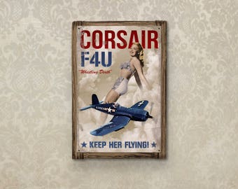 Corsair Girl METAL Aviation Art FREE SHIPPING