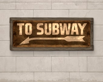 Vintage Subway Train Station METAL Sign 24x8" FREE SHIPPING