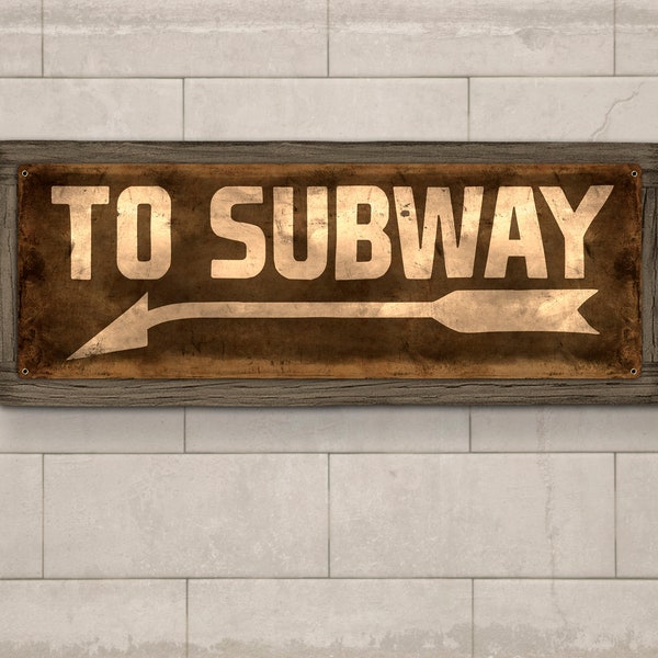 Vintage Subway Train Station METAL Sign 24x8" FREE SHIPPING