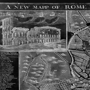 Vintage Map of Rome METAL triptych 36x24 FREE SHIPPING image 4