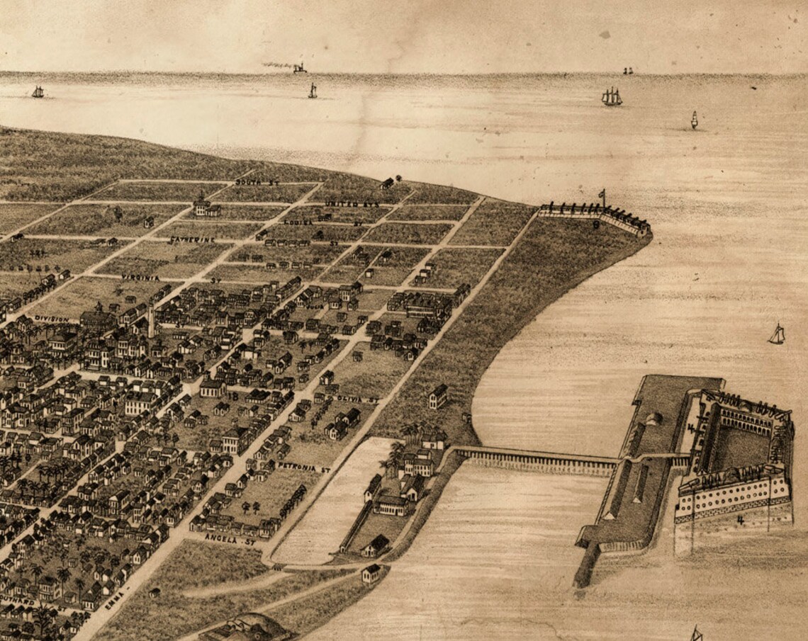 Vintage Map of Key West Florida METAL Triptych 36x24 Etsy