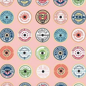 Sew Much Fun Spools in Pink by Riley Blake Designs