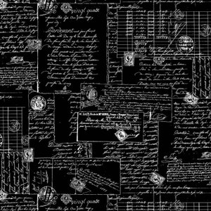 Calligraphy Black 108&quot;  Wide Quilt Back by michael miller fabrics