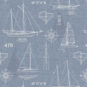 Sail Plan in Blue by michael miller fabrics