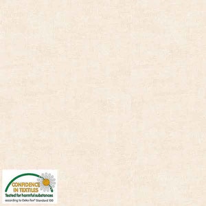 Pode incluir: Um tecido liso de cor branco-creme com uma textura subtil. O tecido é certificado de acordo com o padrão Oeko-Tex Standard 100, o que significa que foi testado para substâncias nocivas.