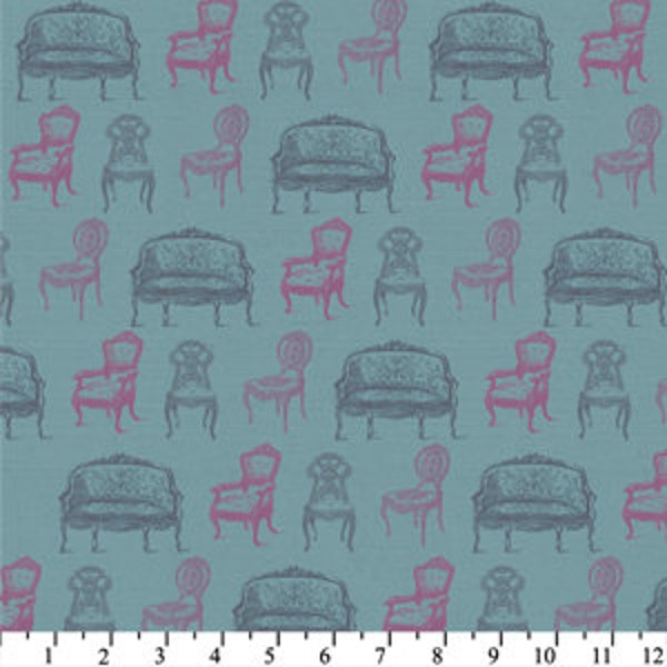 Victorian Chairs in Teal by Wild Apple for David Textiles