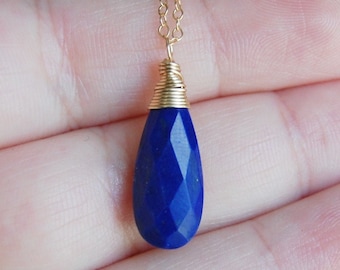 Collier Perles Lapis-lazuli Naturel Bleu - Perles Rectangulaires, Longueur 18 Pouces, Réglable, Fait Main