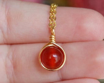 Carnelian Necklace , Bridesmaids Necklace , Red Orange Necklace , Fall Necklace