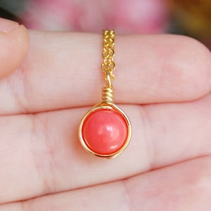 Pink Coral Necklace , Bridesmaid Necklace , Coral Necklace , Coral Gold Necklace