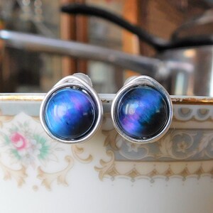 Galaxy Stud Earrings , Tiger&#39;s Eye Earrings ,  Rainbow Crystal Earrings