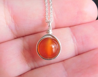 Orange Carnelian Necklace , Bridesmaids Necklace , Orange Necklace , Fall Necklace